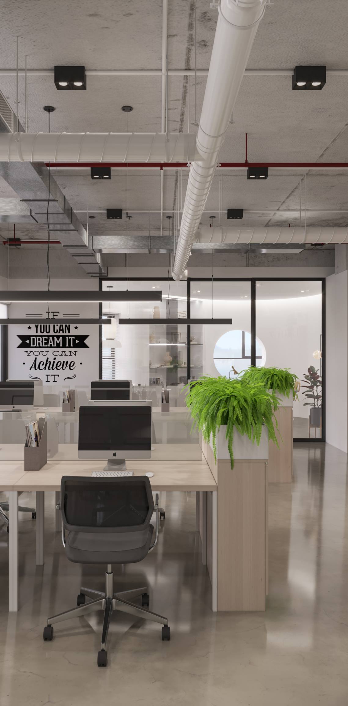 KHÔNG GIAN VĂN PHÒNG HIỆN ĐẠI KẾT HỢP MÀU XANH CỦA CÂY